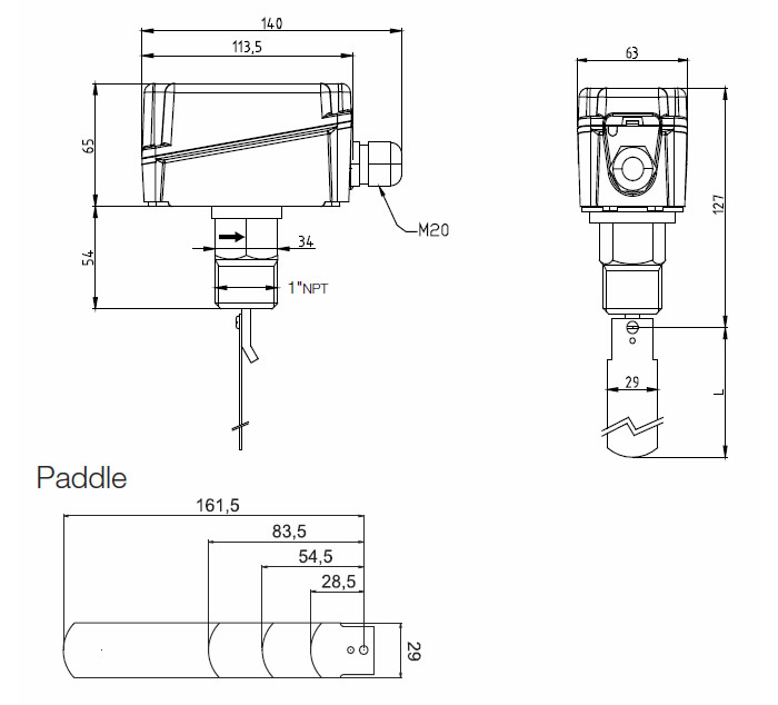 FPS - Insertion Paddle/Bellows Flow Switch for Liquids